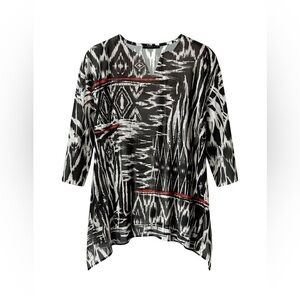 Jess & Jane Contrast Bold Abstract Tribak Print Tunic Top Size L #1704